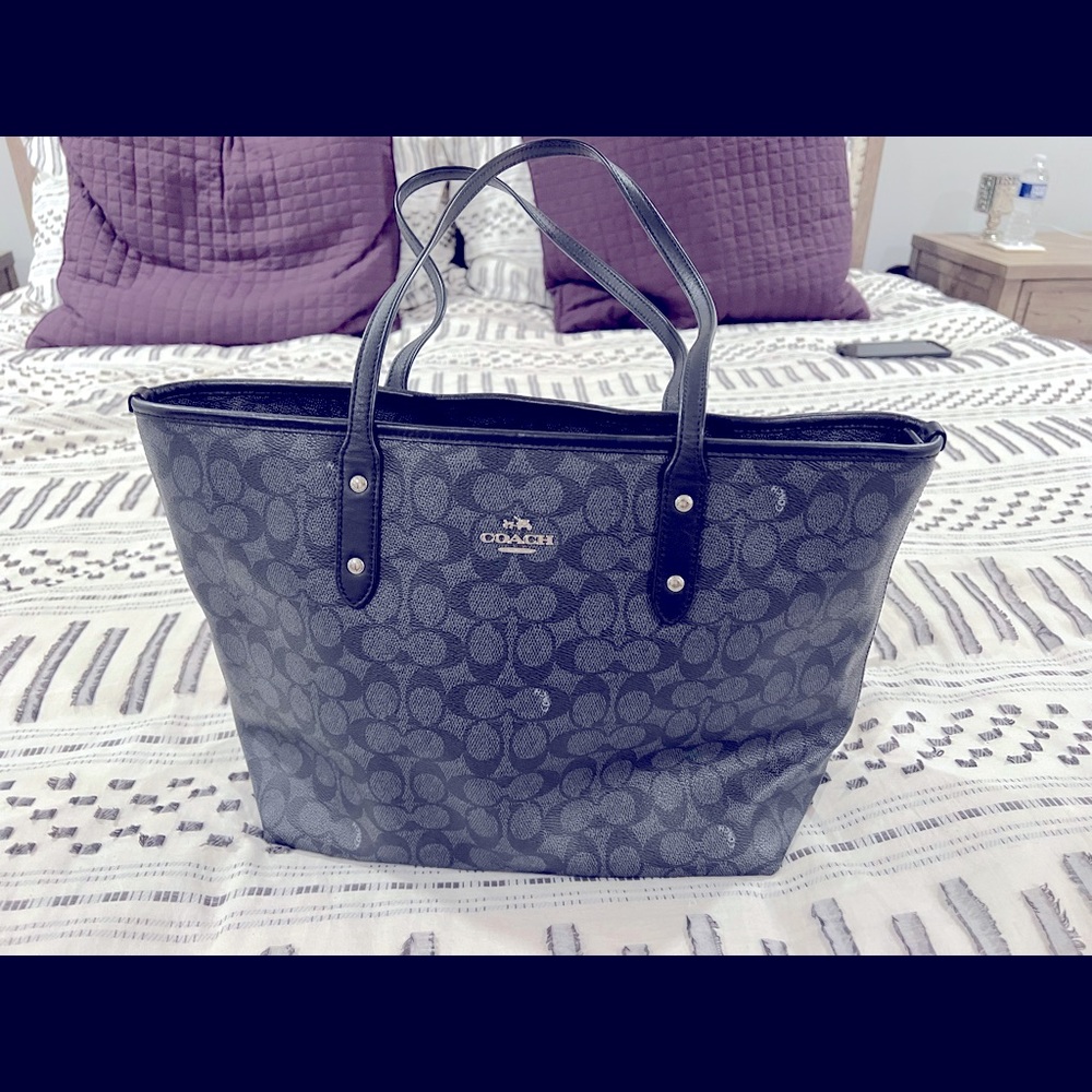 Black Coach mid-size purse - perfect for a winter bag!